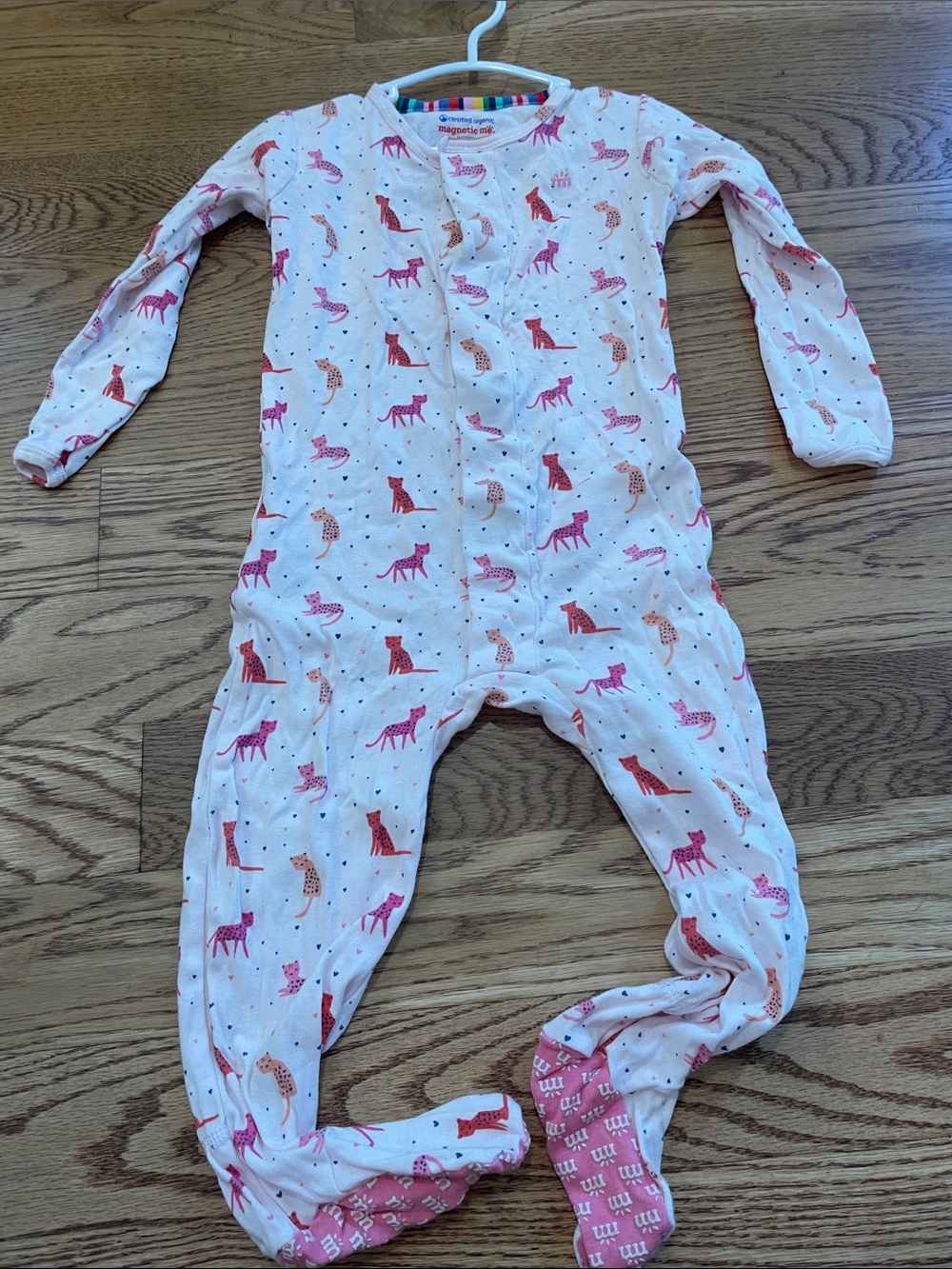 Magnetic Me Pink Leopard-Print Footed One-Piece
